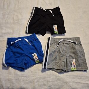 Garanimals baby shorts 3-6 months, black, blue gray New